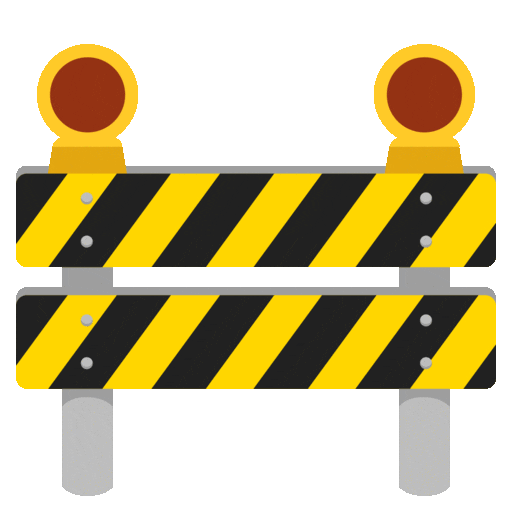 An animated hazard barrier with flashing lights.