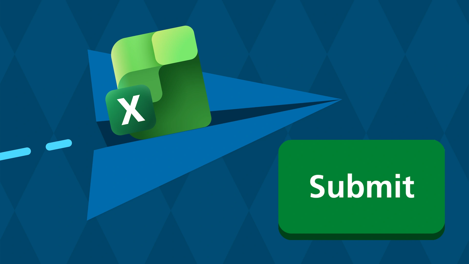An illustration of an Excel spreadsheet on a flying paper airplane with a green NHS submit button.