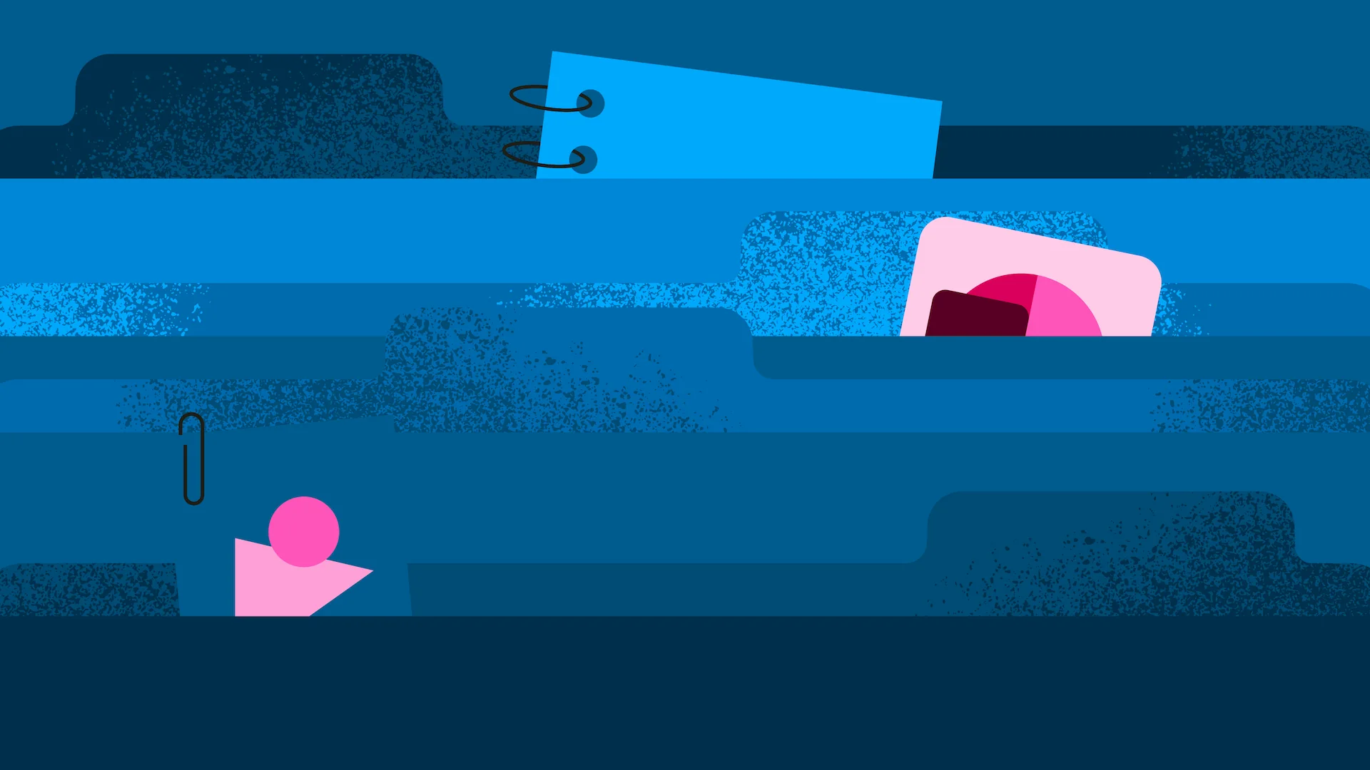 An illustration of several files and folders layered on top of each other.