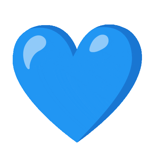 An animated blue heart emoji that pulses.